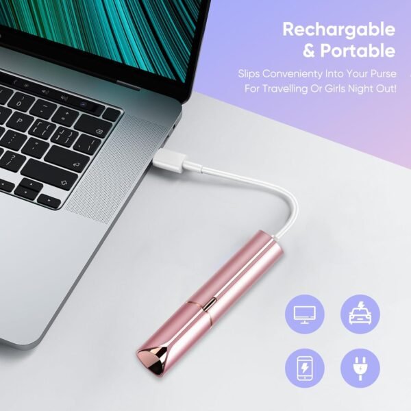 Facial Hair Removal for Women Painless Hair Remover, Waterproof Shaver Razor Hair Remover with LED Light for Face Bikini Peach Fuzz Upper Mustache Lip Chin (Rose Gold) - Image 5