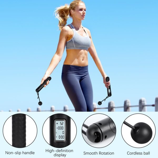 Cordless Gravity Jump Rope, Skipping Weighted Jump Rope With Counter, Adjustable Ropeless Jump Ropes Calorie Counter For Fitness, Home, Indoor Outdoor Exercise, Workout, Gym - Image 6