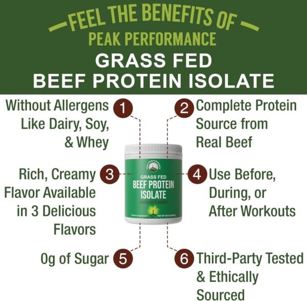 Grass Fed Beef Protein Powder - Lactose Free Great Tasting Beef Protein Isolate. Complete Animal Based Non Dairy Paleo Carnivore Supplement for Prime Muscle Building. No Whey. Vanilla Flavor - Image 5
