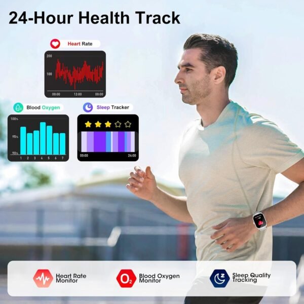 Curve Military Smart Watch for Men(Answer/Make Call), 2.01" Smartwatch with Heart Rate/Sleep Monitor, Fitness tracker with 120+ Sports Modes IP68 Waterproof Fitness Watch for Android iOS (2 Straps) - Image 7