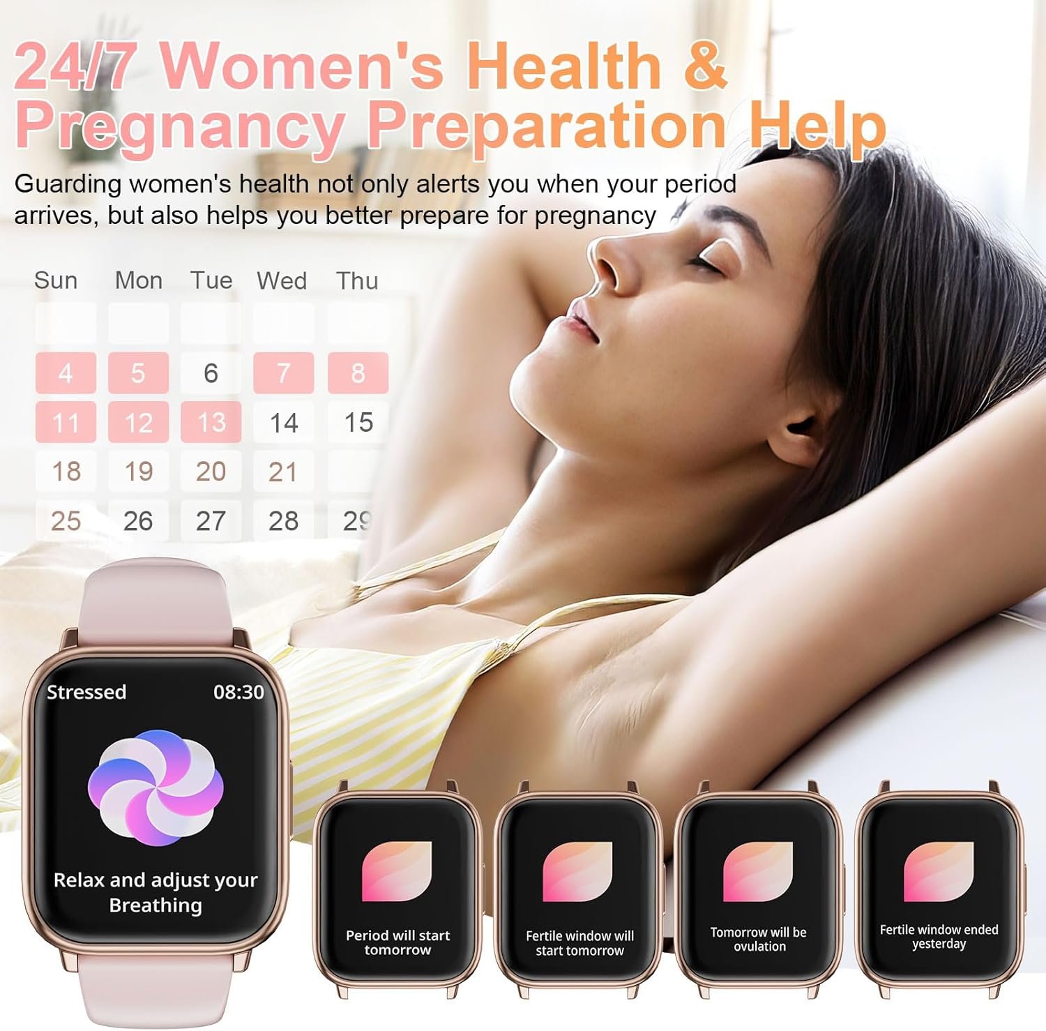 Smart Watches for Women Answer/Make Calls, 1.83" Fitness Tracker Watch with Heart Rate Monitor, 113+ Sport Modes, Pedometer, Sleep Monitor, IP68 Waterproof, Smartwatch for Android/iOS (Rose Gold) - Image 5
