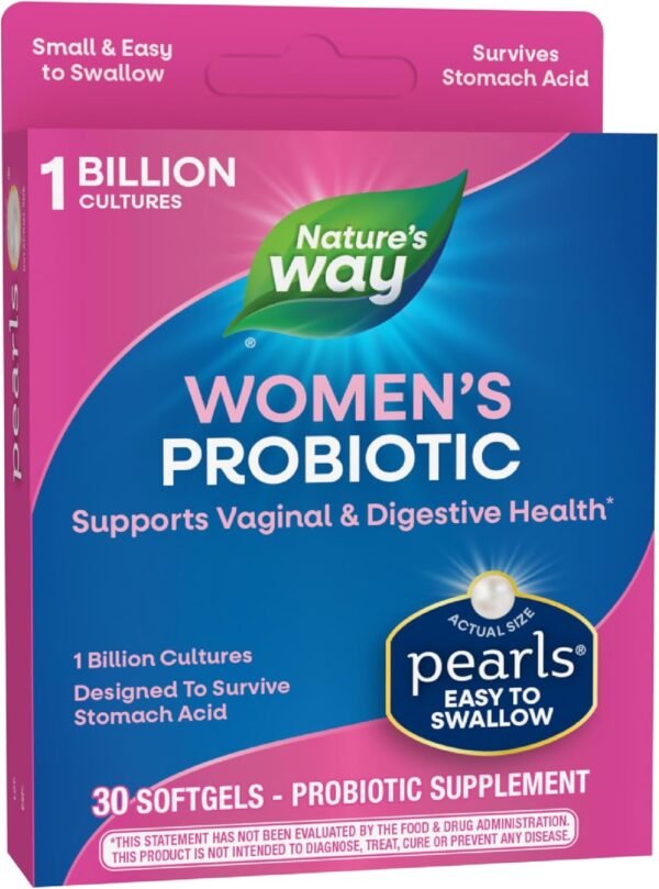 Nature's Way Women's Probiotic Pearls, Supports Vaginal and Digestive Health*, 1 Billion Live Cultures, No Refrigeration Required, 30 Softgels (Packaging May Vary) - Image 2
