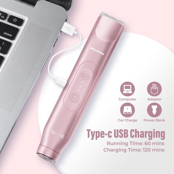 2 in 1 Women Electric Shaver Dual Head Bikini Trimmer for Women IPX7 Waterproof Wet & Dry Use Body Hair Trimmer and Facial Hair Remover for Bikini Underarm Leg Arm Body Face, Pink - Image 7