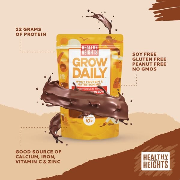 Healthy Heights Grow Daily Kids Protein Drink Mix (Chocolate) - High Protein Shake for Boys 10+ - Image 4