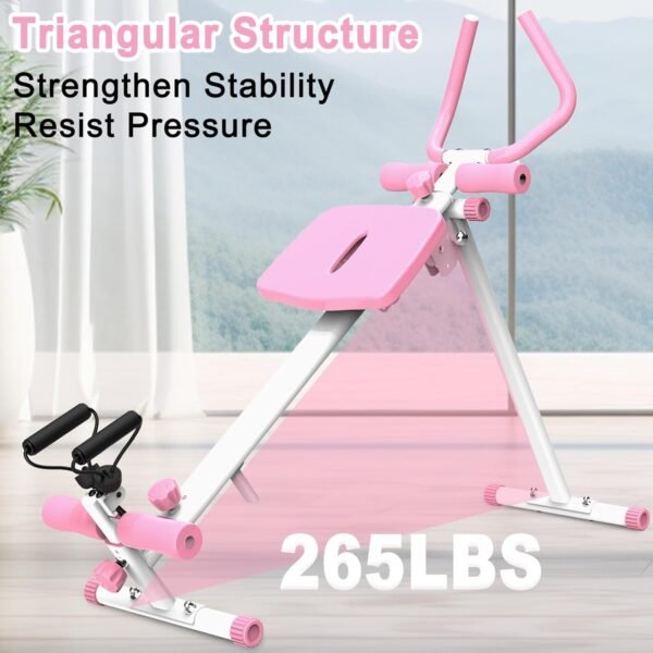 Transform Your Workouts with 4-in-1 Exercise Equipment, Rowing, Leg Press, Glider Machine, and Roman Chair, Pink - Image 4