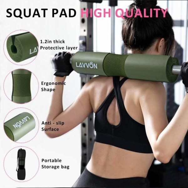 Barbell Pad Set for Hip Thrust 10Pcs- Squat Pad for Barbell Lunges & Bar Padding - Bench Press Standard Weight Bar Pad - with Ankle Straps, Wrist Straps for Weightlifting, 3 Lifting Strap - Image 3