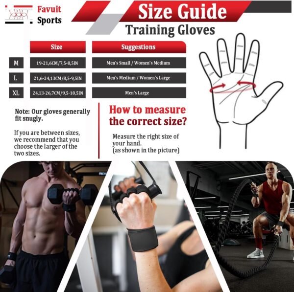 Workout Gloves for Men and Women, Weight Lifting Gloves with Wrist Wrap Support Adjustable Fingerless Gym Gloves for Training Cycling Exercise Pull ups Hand Support - Image 8