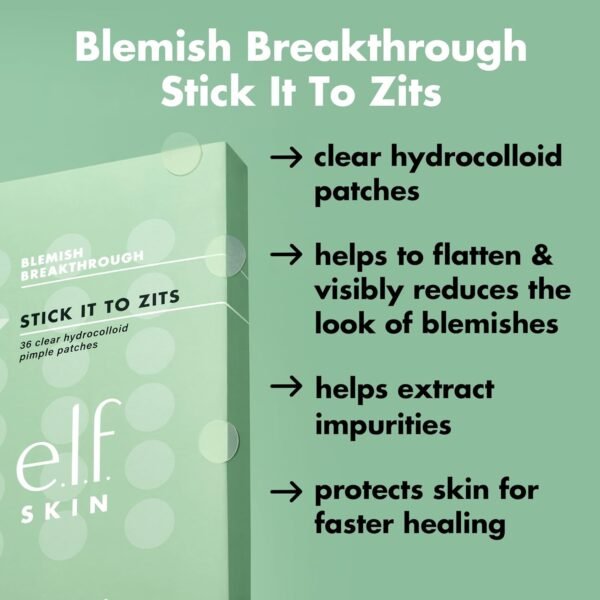 e.l.f. SKIN Blemish Breakthrough Stick It To Zits Pimple Patches, Helps Reduce The Look of Blemishes & Heal, Vegan & Cruelty-free, 36 Patches - Image 3