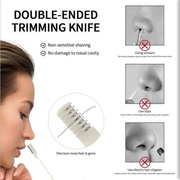 Unisex Nose Hair Trimmer, Stainless Steel and PP Rubber, Ergonomic Design, 360 Spinning Blades, Double Head Functionality, Easy to Carry - Image 5