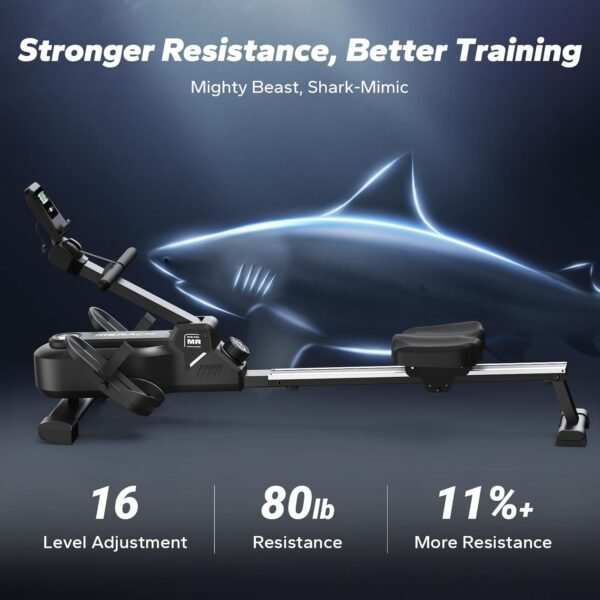 MERACH Magnetic Rowing Machines for Home, Foldable Rowing Machine with 16-Level, Compact Row Saves 20% Space, 350 LBS Load Capacity, Free MERACH App and 1000+ Champion Coaching Course & Games - Image 3