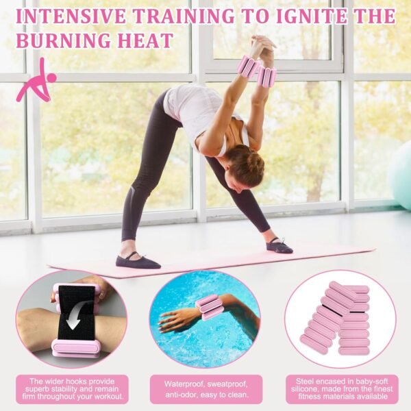 Adjustable Ankle Weights Set of 2 (1Lb Each) for Women Men Kids Wrist Ankle Weights Increase Training Intensity Wrist Weights Increase Training Intensity for Yoga, Pilates, Aerobics,Swimming, Hiking - Image 4