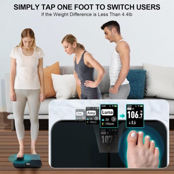 ABLEGRID Body Fat Scale,FSA HSA Eligible Smart WiFi Digital Bathroom Scale for Body Weight and Fat Percentage,16 Accurate Body Compositions Analyzer with BMI,Heart Rate,Fitness App,Rechargeable,400lb - Image 6