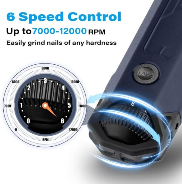 Casfuy 6-Speed Dog Nail Grinder - Newest Enhanced Pet Nail Grinder Super Quiet Rechargeable Electric Dog Nail Trimmer Painless Paws Grooming & Smoothing Tool for Large Medium Small Dogs (Blue) - Image 3