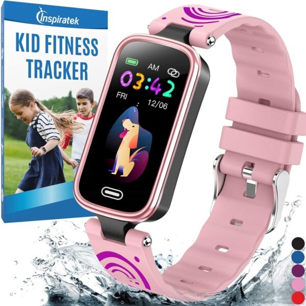 Inspiratek Kids Fitness Tracker for Age 5-16，2022 Upgraded Tracker Kids Watch，Waterproof Watch for Kids with Pedometer，Sleep Monitor & Calorie Counter，Fitness Watch for Kids Girls Boys Teen (Pink) - Image 2