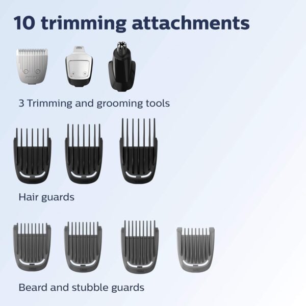 Philips Norelco Multigroom All-in-One Trimmer Series 3000 with 13 pieces - No Blade Oil Needed, MG3750/50 - Image 5