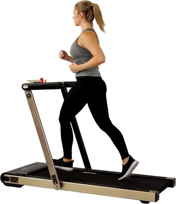 Sunny Health & Fitness Slim Foldable Treadmill Fully Assembled, 17.7" x 49" Non-Slip Running Surface, 2.5 HP Motor, Speeds up to 8 MPH, Shock-Absorption, Device Holder, Digital Monitor, & Easy Storage - Image 2