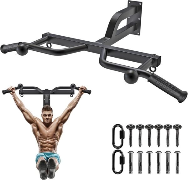 Kipika Heavy Duty Wall Mounted Pull Up Bar, Multifunctional Chin Up Bar, Adjustable Pull Up Bands for Chin Ups, Body Workout Home Gym System, Punching Bag Hanger, Resistance Bands Training - Image 2