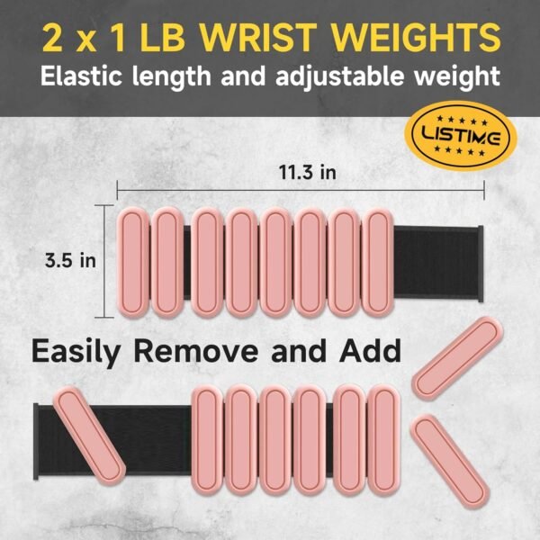 Adjustable Ankle Weights for Women Set of 2 (1Lbs Each),Pilates Wrist Weights Suitable for Yoga,Walking,Dance,Jogging,Gym - Image 7
