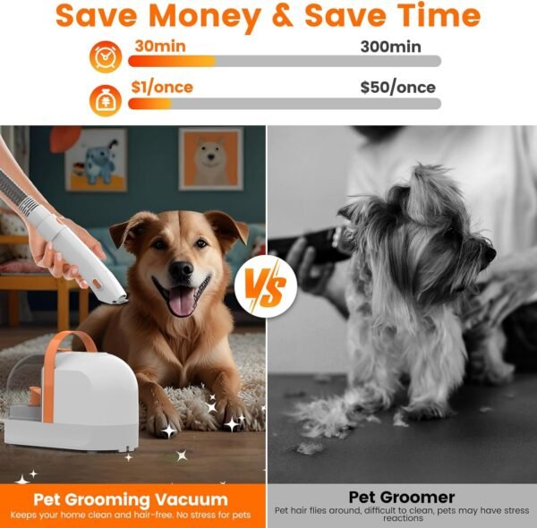 Dog Grooming Vacuum, Dog Grooming Kit with Pet Clippers, 12,000Pa Pet Hair Vacuum Pet Grooming Vacuum for Dogs, Dog Vacuum for Shedding Grooming, Low Noise Dog Shedding Brush Pet Vacuum, PG10 - Image 6