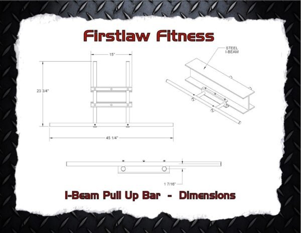 600 LBS Weight Limit - I-Beam Pull Up Bar - Straight Long Bar Grip Tape Made in The USA! - Image 6