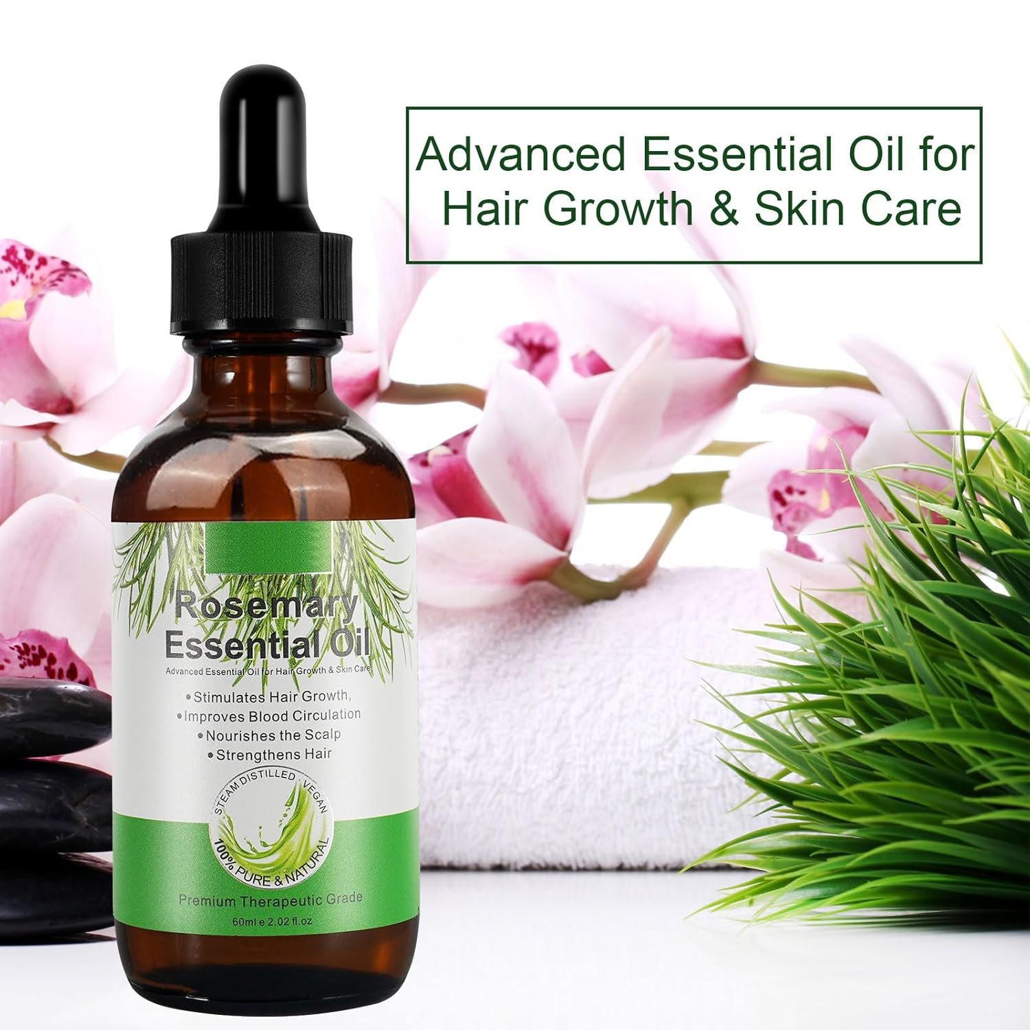 Rosemary Oil for Hair Growth, Pure Rosemary Essential Oil Glass Bottle 100% Natural Cold Pressed for Face, Body, Hair, Eyelashes, Skin - Image 5