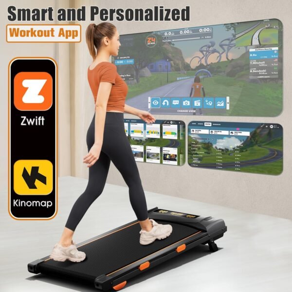 Walking Pad Treadmill, Under Desk Treadmill with Incline for Home Office, 2.5 HP Compact Portable Mini Treadmills Save Space, 2 in 1 Small Walking Pad with Large LED Display, 300 lb Capacity - Image 3