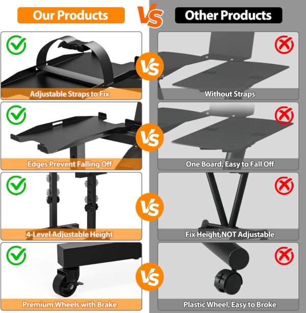 Uboway Adjustable Dumbbell Stand- Dumbbell Rack with 4 Level Height Adjustment, Weight Stand for Dumbbells with Tablet Holder and Wheels, Hand Weight Rack for Adjustable Dumbbell Set, Home Gym Fitness（Bonus Foot Pads） - Image 5