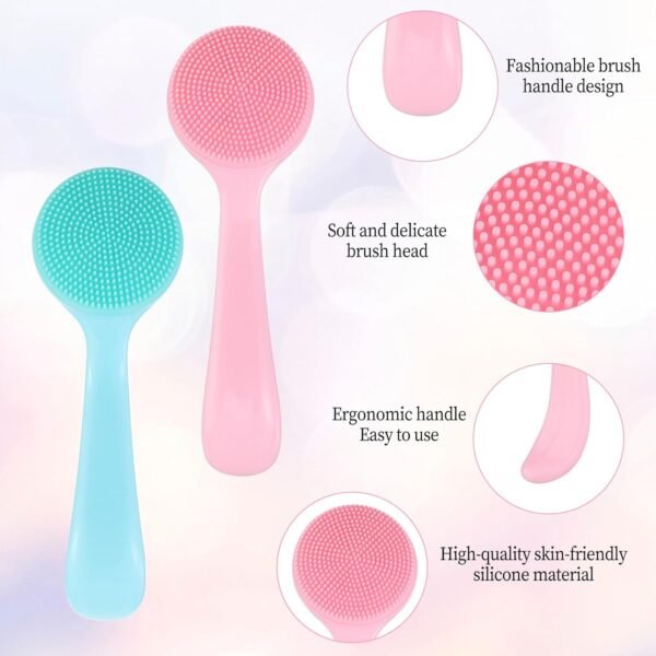 4 Pack Silicone Manual Facial Cleansing Brush, Soft Facial Brushes Waterproof Exfoliating Face Cleaning Brush, Skin Friendly Face Brush for Blackheads Whiteheads Makeup Residues Removal - Image 4