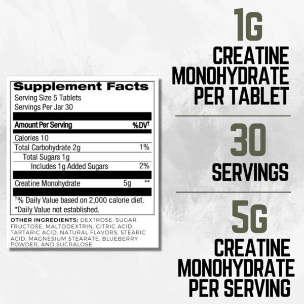Creatine Chews 5G Chewables 30 Day Supply, Micronized Creatine Monohydrate Tablet, Sour Razz (150ct) Creatine for Women & Men - Image 4