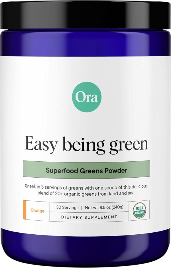 Ora Organic Greens Powder - Vegan, Gluten-Free, Organic Super Greens Drink for Energy and Detox | Antioxidants & Adaptogenic Herbs | 20+ Superfood Greens Blend - Citrus Flavor, 30 Servings - Image 2