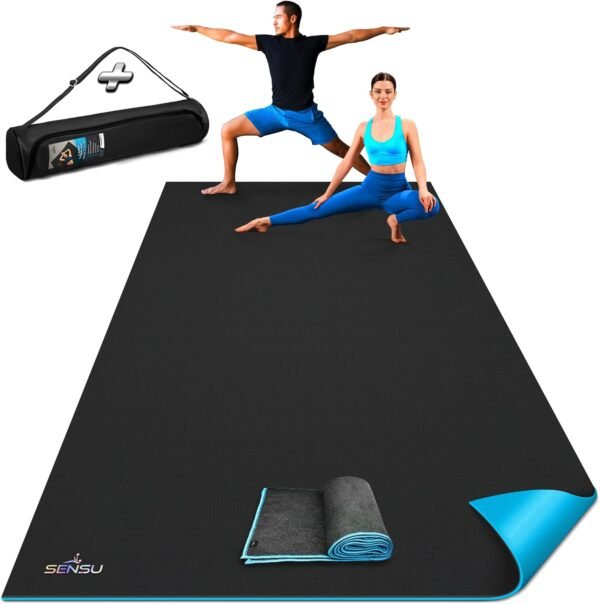 Sensu Large Yoga Mat - 9’ x 6’ x 9mm Extra Thick Exercise Mat for Yoga, Pilates, Stretching, Cardio Home Gym Floor, Non- Slip Anti Tear Eco-Friendly Workout Mat - Use Without Shoes - Image 2