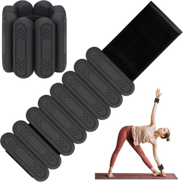Pilates Wrist ＆ Ankle Weights for Women 1 Pair (1lb/2lb/4lb ) Adjustable Wrist Weights to Increase Training Intensity, Wearable Powerful Arm and Leg Weights for Walking, Yoga Pilates, Dance, Ballet, Gym -BLACK, 2LBS - Image 2