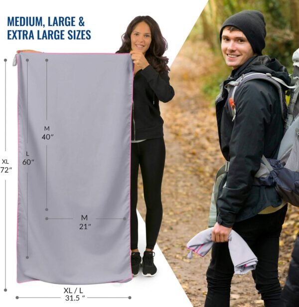 VENTURE 4TH Quick Dry Travel Towel - Fast Drying Ultra Soft Microfiber Towels - Essential for Camping, Backpacking, Yoga, Swimming, Gym, Sports and Beach - 3 Compact Sizes - Image 5