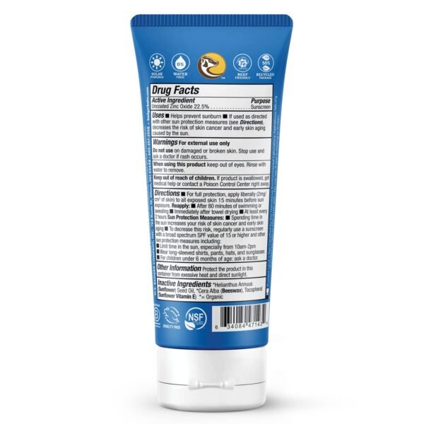 Badger Reef Safe Sunscreen, SPF 40 Sport Mineral Sunscreen, 98% Organic Sunscreen Ingredients, Broad Spectrum, Water Resistant, Zinc Oxide Sunscreen, Unscented, 2.9 fl oz - Image 3