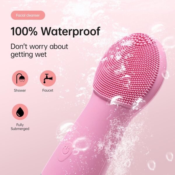 Facial Cleansing Brush, Electric Face Scrubber with Rechargeable Exfoliator, Completely Waterproof Face Scrub Brush Massaging and Deep Pore Cleansing - Image 3