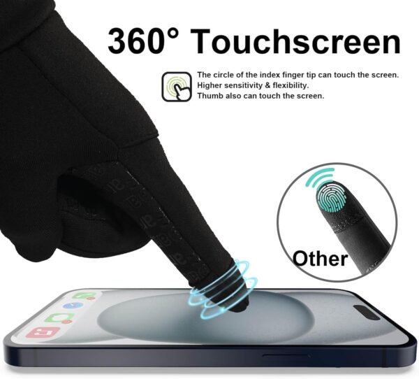 Winter Gloves Men Women Cold Weather: Thermal Waterproof Windprof Touchscreen for Runing Cycling Ski Hiking - Black - Image 4