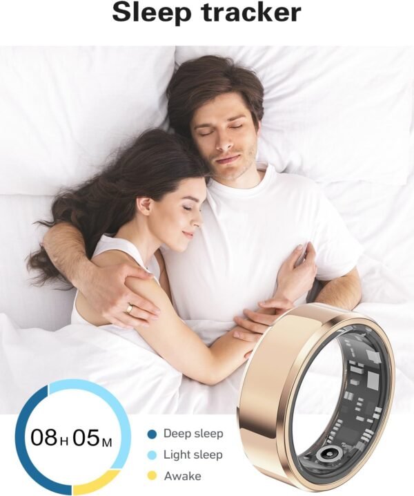 Smart Rings Health Tracker，Sports Fitness Ring，Step Tracker，Heart Rate Monitor ，Blood Oxygen， Sleep Tracker ，IP68 Waterproof，Activity Fitness Tracker，Best Smart Rings for Women Men (Gold, 1) - Image 4