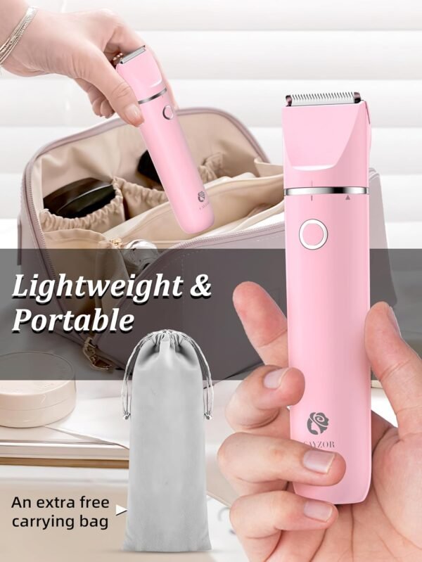 Bikini Trimmer and Shaver Kit for Women - 2-in-1 Wet/Dry Electric Body Hair Trimmer Facial Hair Removal Cordless Waterproof Bikini Shaver Razor for Face Lip Chin Pubic Underarm Legs - Image 8