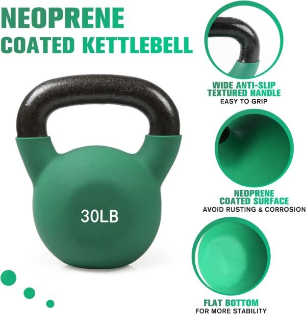RitFit Neoprene Coated Solid Cast Iron Kettlebell 5 10 15 20 25 30 35 40 45 50 LB, Great for Full Body Workout, Cross-Training, Weight Loss & Strength Training - Image 3