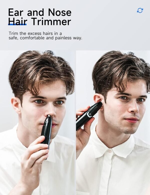 ZORAMI Rechargeable Ear and Nose Hair Trimmer - 2025 Professional Painless Eyebrow & Facial Hair Trimmer for Men Women, Powerful Motor and Dual-Edge Blades for Smoother Cutting Black - Image 4