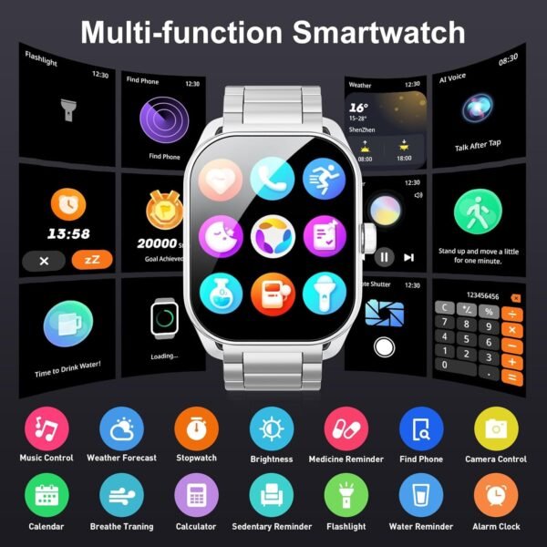 Curve Military Smart Watch for Men(Answer/Make Call), 2.01" Smartwatch with Heart Rate/Sleep Monitor, Fitness tracker with 120+ Sports Modes IP68 Waterproof Fitness Watch for Android iOS (2 Straps) - Image 8