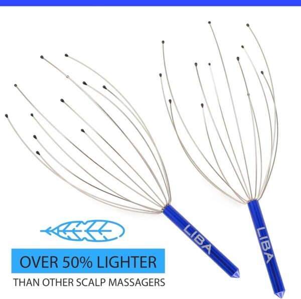 LiBa Scalp Massager Tool (2-Pack) for a Rejuvenating Head Hair Scratcher Massage No Painful Scratches, Tangling, or Hair Pulling Wires w/Gentle Rubber Beads (Blue, 12 Wire) - Image 3