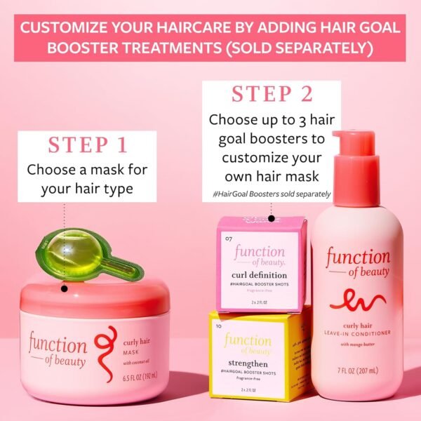 FUNCTION OF BEAUTY Hair Mask for Curly Hair, 6.5 oz Each (2-Pack) - Deep Conditioning Formula With Coconut Oil and Shea Butter for Smooth, Hydrated, Healthier Looking Curls - Image 6