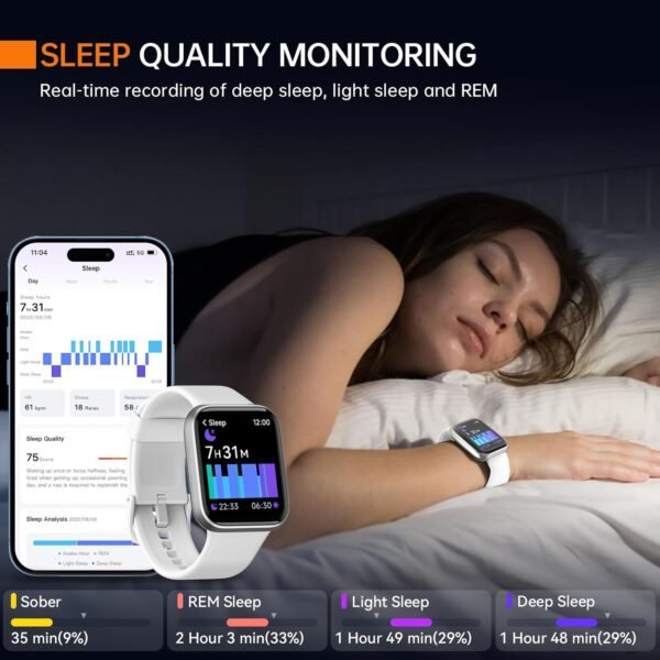 aeac Smart Watch for Women/Men, Fitness Watch, Alexa Built-in & Stable Bluetooth Call, with Heart Rate/SpO2/Sleep Monitor, 100 Sports, IP68 Waterproof Smartwatches for iOS Android - Image 8