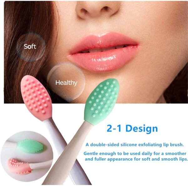 3 Pcs Lip Scrub Brush,Lip Scrubber Exfoliator,Silicone Lip Brush Tool Double-Sided Mini Exfoliating Brush For Men Women Lip Lightening For Dark Lips Exfoliator Scrub Brush - Image 4
