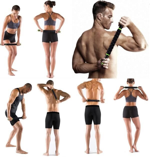 Sportneer Muscle Roller Stick - Massage Stick for Athletes - Reducing Soreness and Muscle Strain, Soothing Legs Cramps - Physical Therapy & Body Recovery - Black Green - Image 7