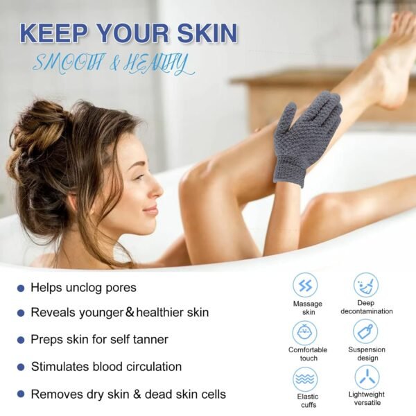 Yiclick Heavy Exfoliating Gloves, Exfoliating Body Scrubber for Bath Shower Exfoliation, Body Scrub Exfoliator for Dead Skin Remover, Exfoliate Sponge Loofah Washcloth Mitt Men Women - Image 4