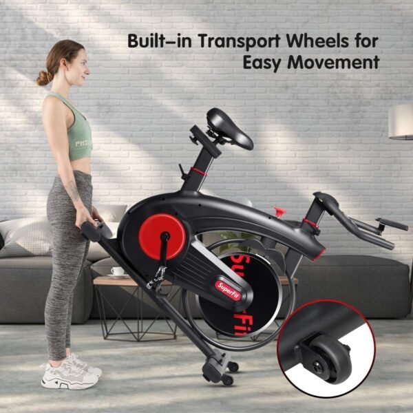 GYMAX Indoor Exercise Cycling Bike, Stationary Bike with 20lbs Steel Flywheel & Heart Rate Monitor, Silent Operation for Home, Gym, Office - Image 7
