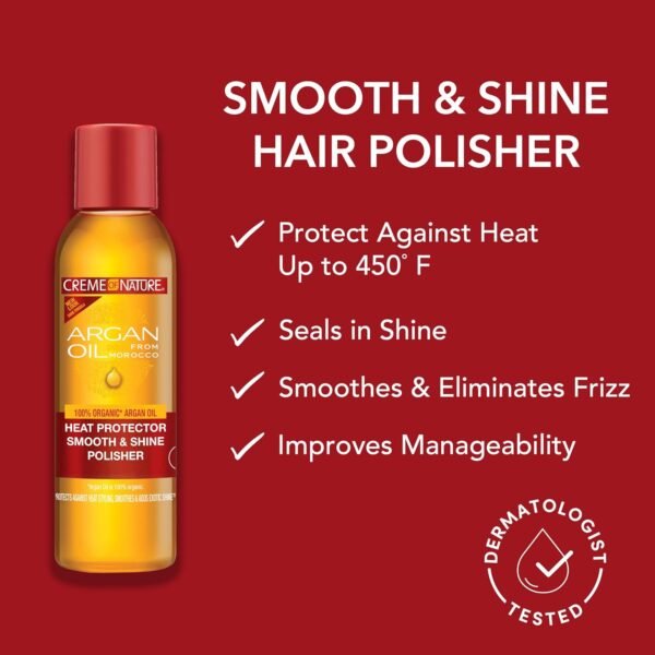 Creme of Nature, Argan Oil for Hair, Smooth & Shine Hair Polisher, Argan Oil of Morocco for Anti Frizz Control, 4 Fl Oz - Image 3