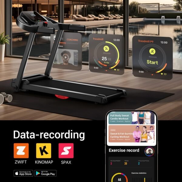 Folding Treadmills for Home, 2.5 HP Quiet Brushless Foldable Treadmill with Pulse Sensor, 7.5 MPH, 265 LBS Capacity - Image 7